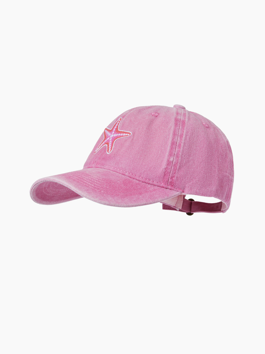 STARFISH & FISH EMBROIDERED DENIM BASEBALL CAP