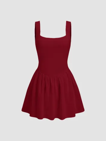 Square Neck Ruffle Mini Dress