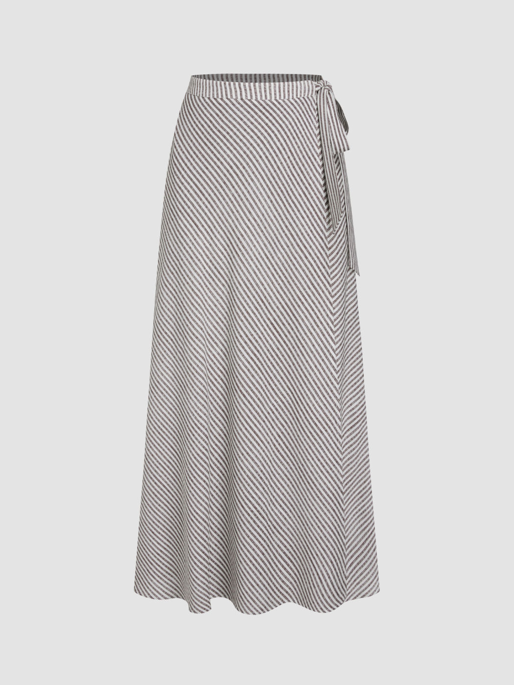 Linen-blend Mid Rise Stripe Knotted Maxi Skirt