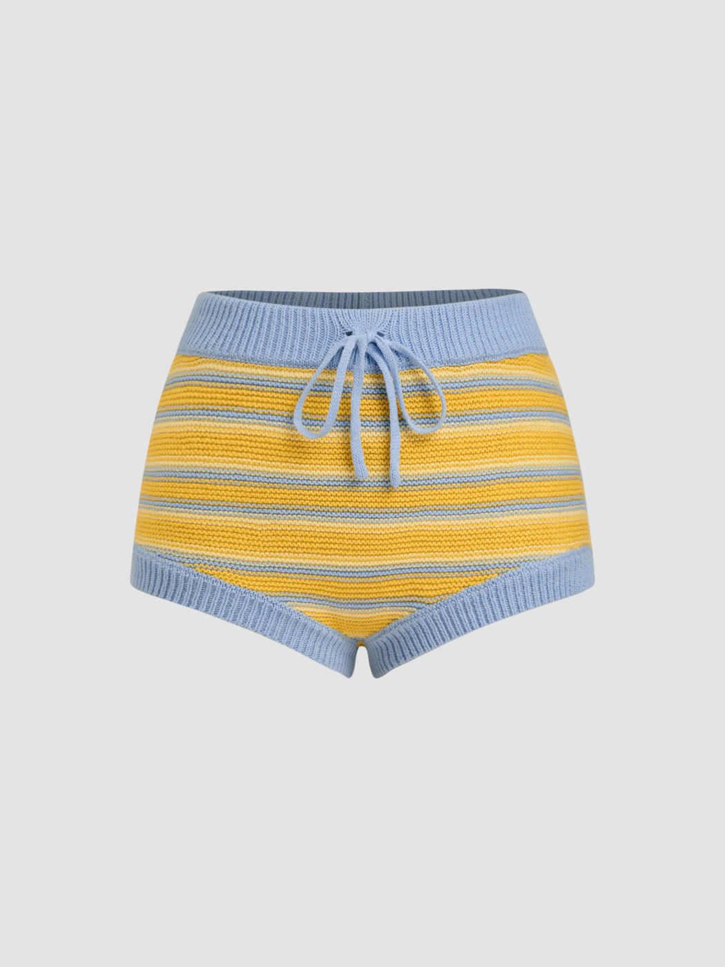 Knit Low Rise Stripe Drawstring Legging Micro Shorts