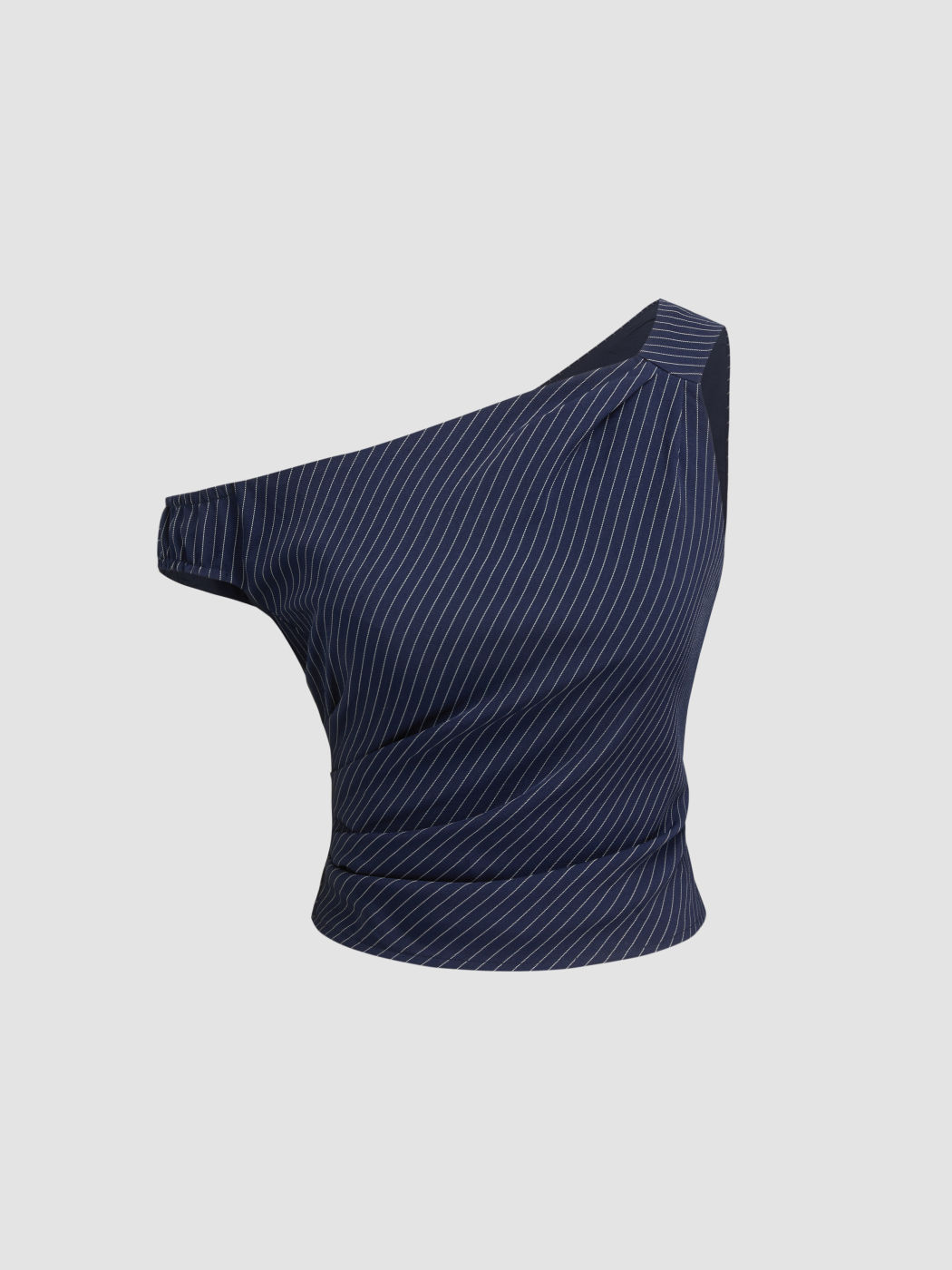 Asymmetrical Neck Stripe Ruched Tank Top