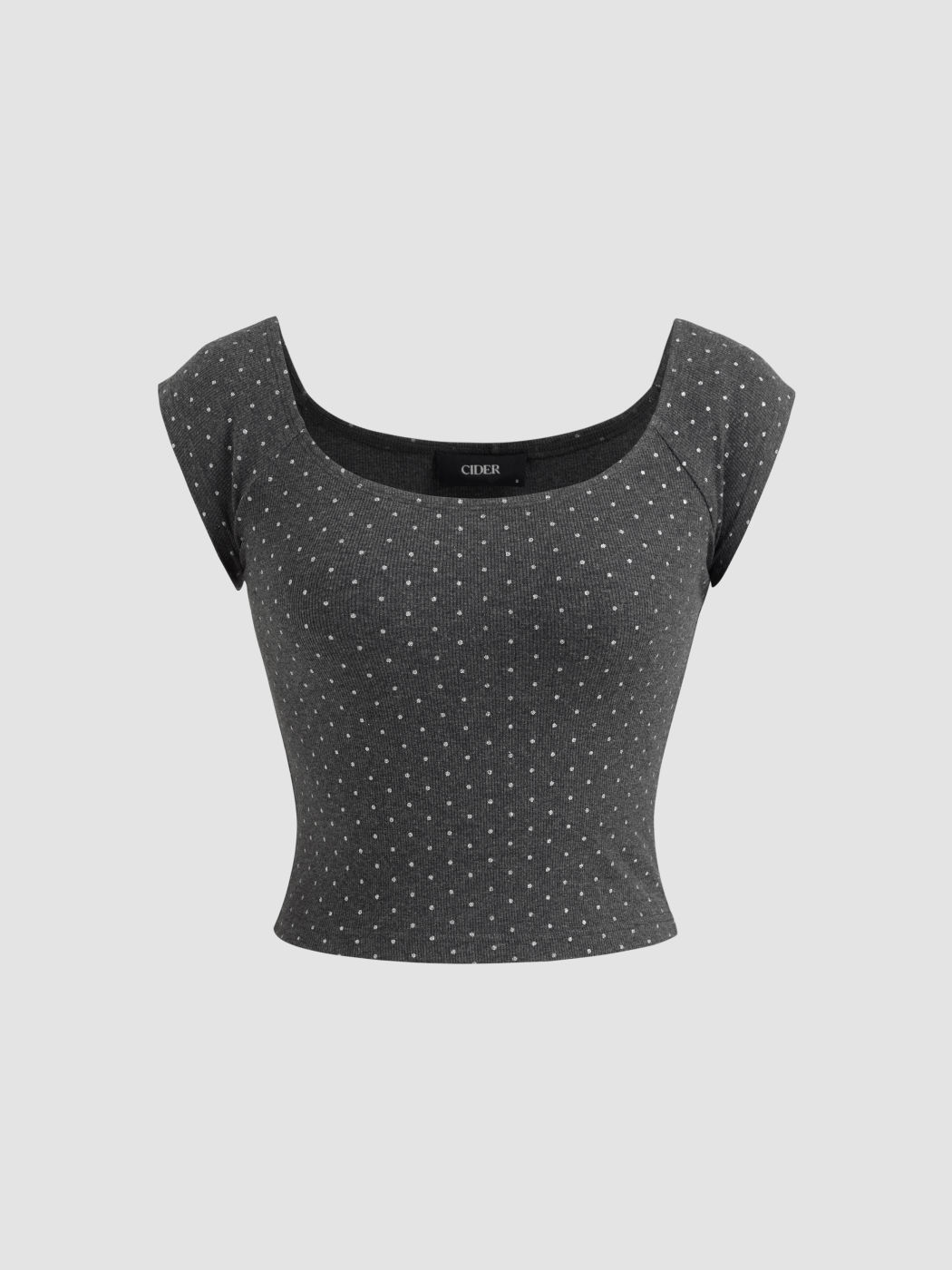 Cotton-blend Off-shoulder Polka Dot Tee