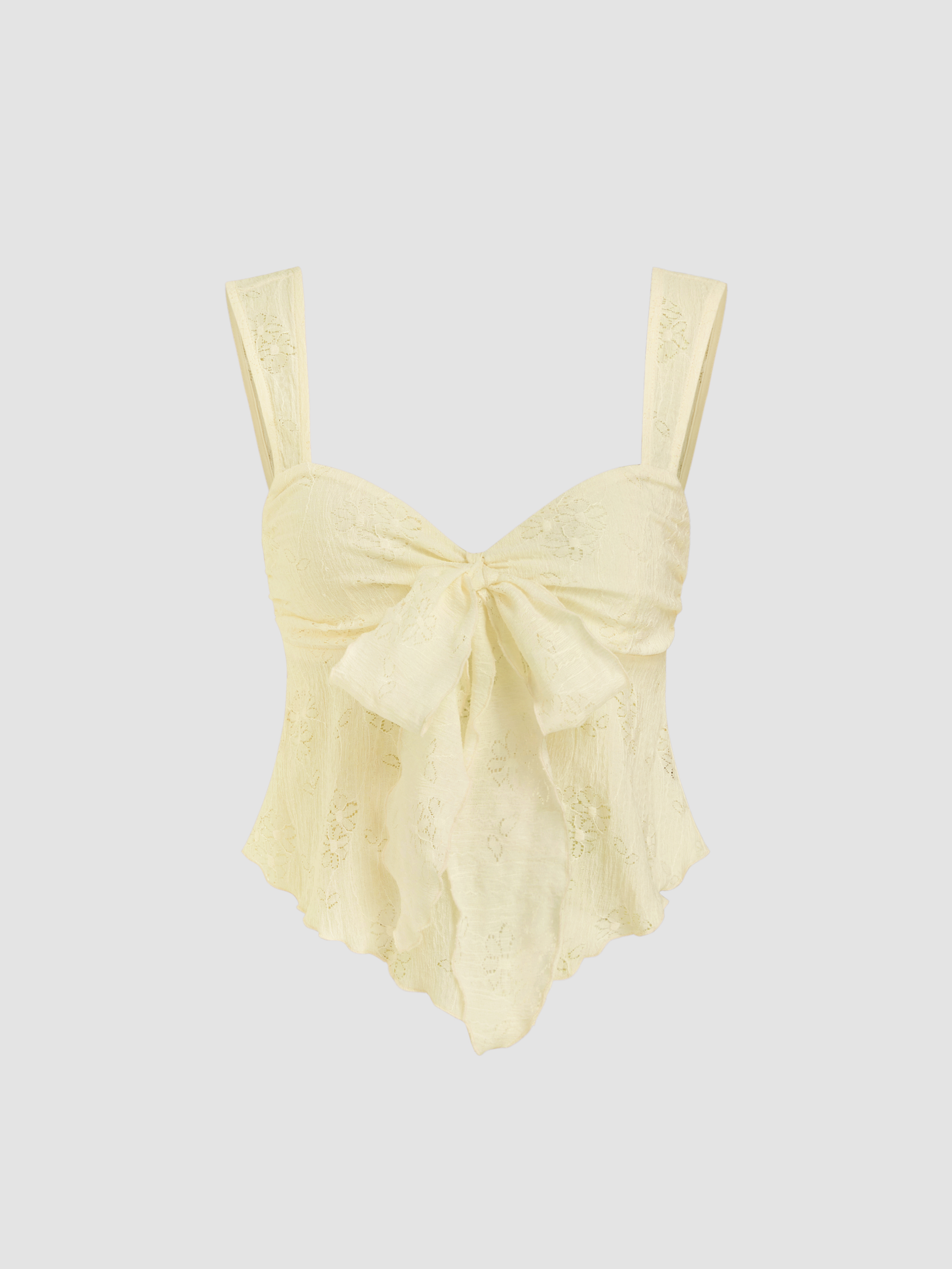 Lace Lace Sweetheart Bowknot Tank Top For Date