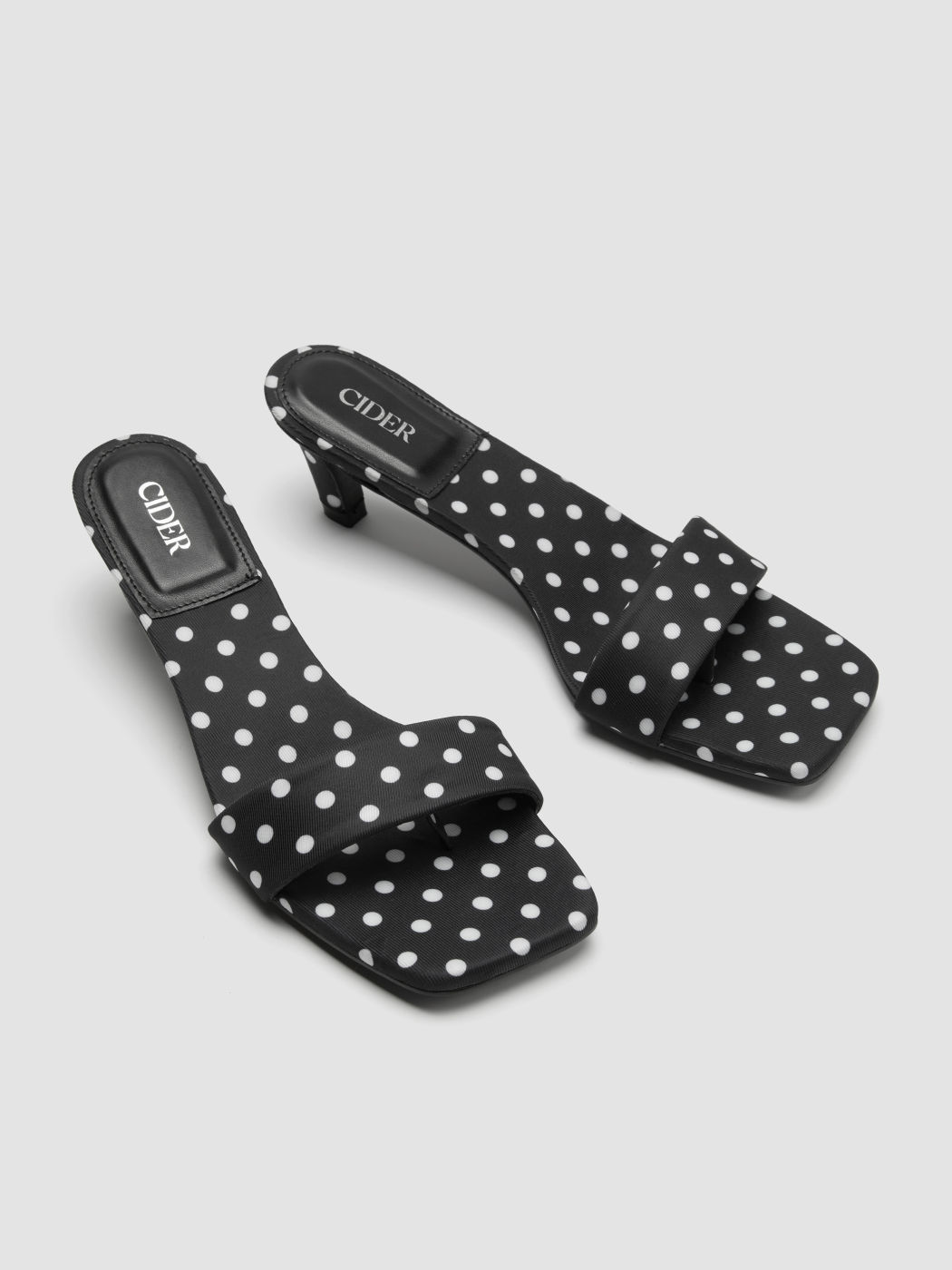 POLKA DOT SQUARE TOE KITTEN HEEL SANDALS