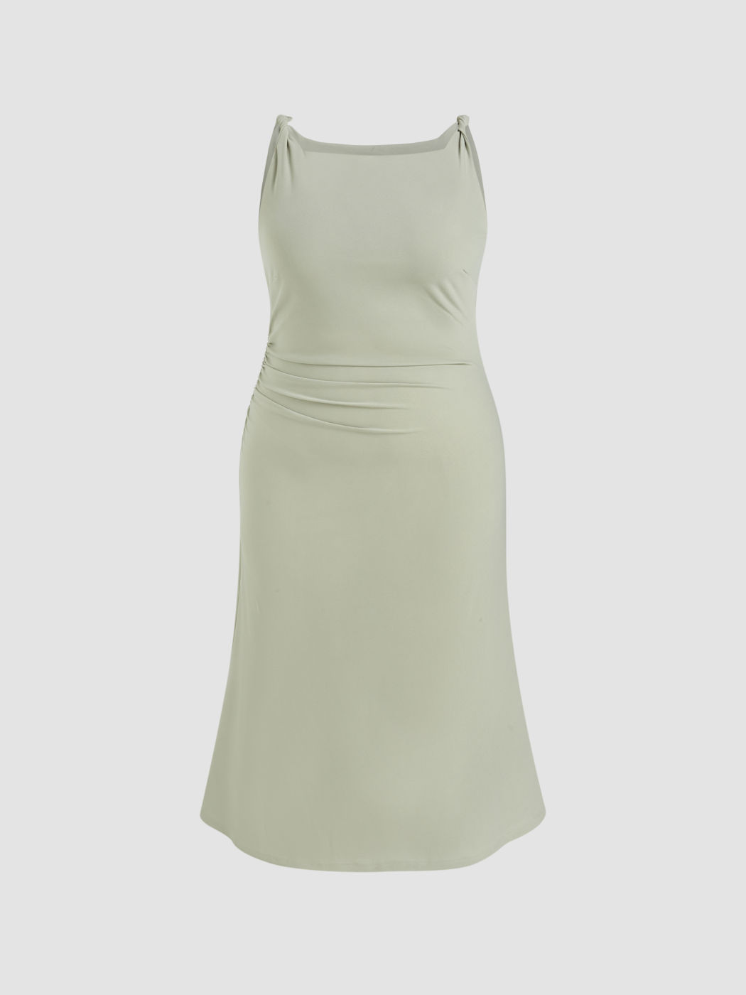 Boat Neck Twist Ruched Maxi Dress Curve & Plus