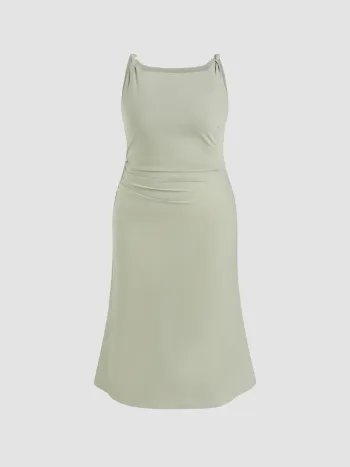 Maxikleid mit Bootshals und Knäuelung Kurve & Plus