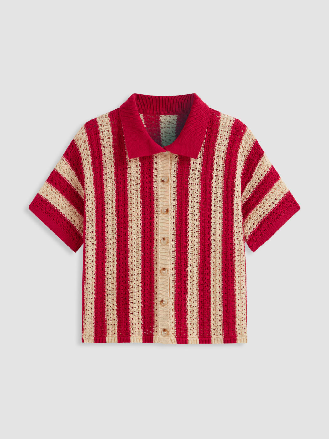 Knitted Stripe Button Hollow Out Oversized Cardigan Curve & Plus