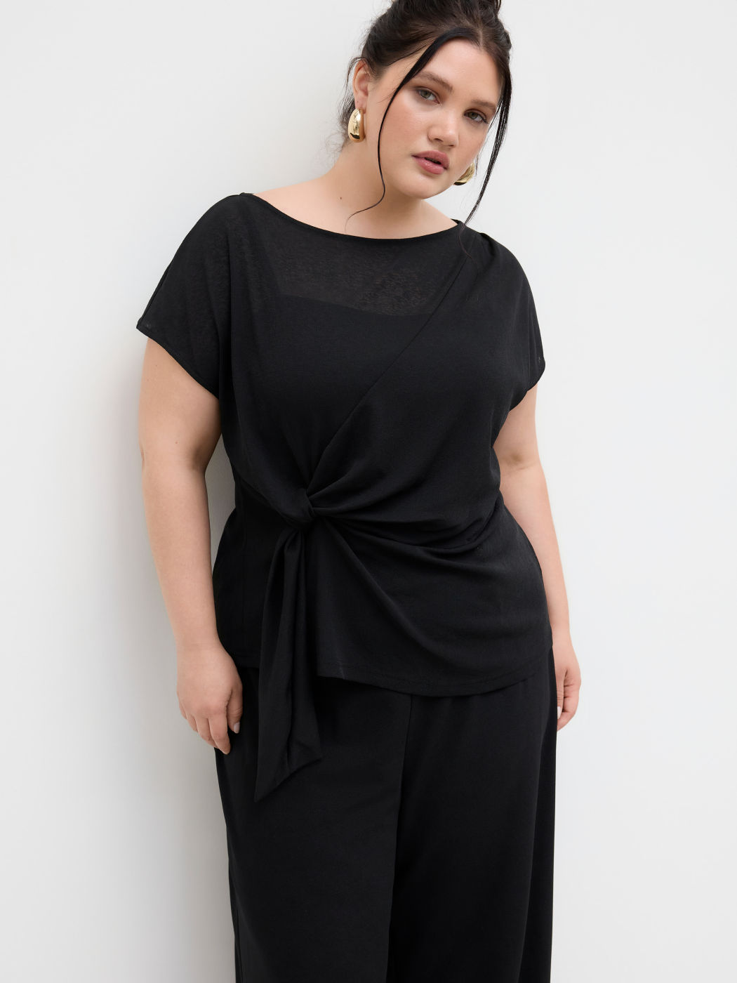 Completo Due Pezzi Top Girocollo con Nodo & Canotta Taglie Comode & Curvy