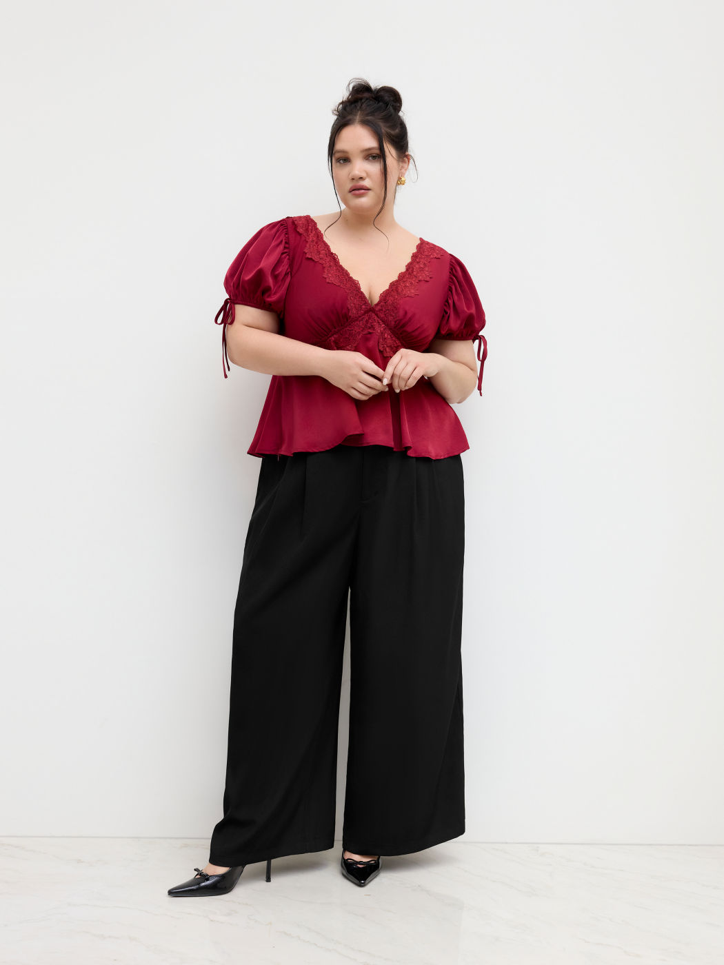 High Rise Pleated Wide Leg Trousers Curve & Plus