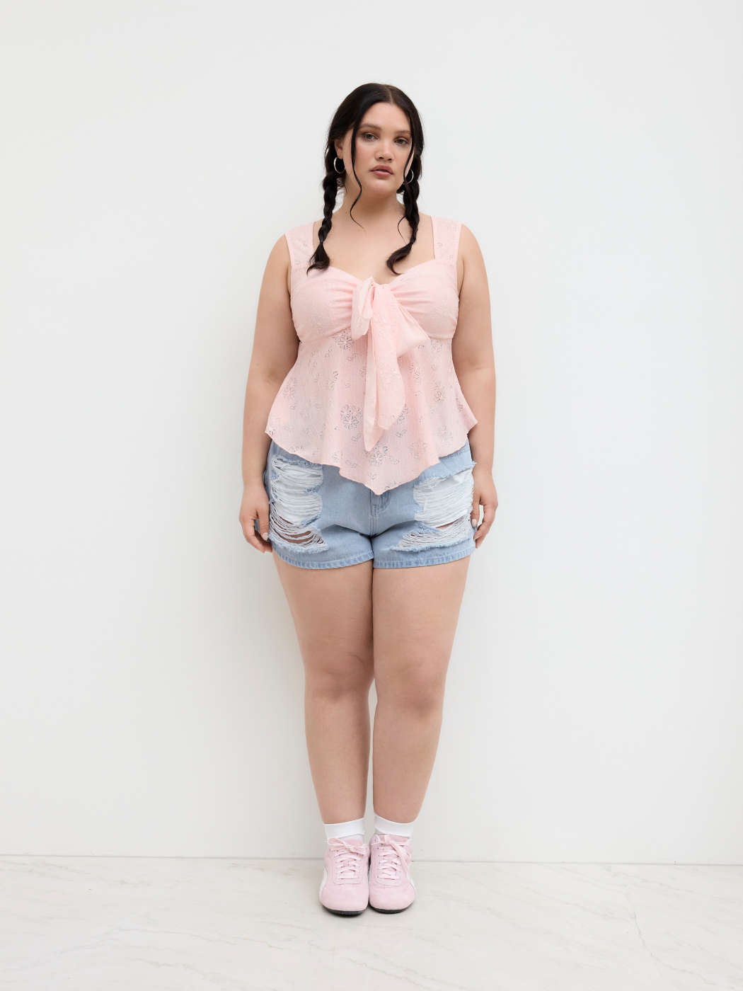 Lace Sweetheart Bowknot Tank Top Curve & Plus