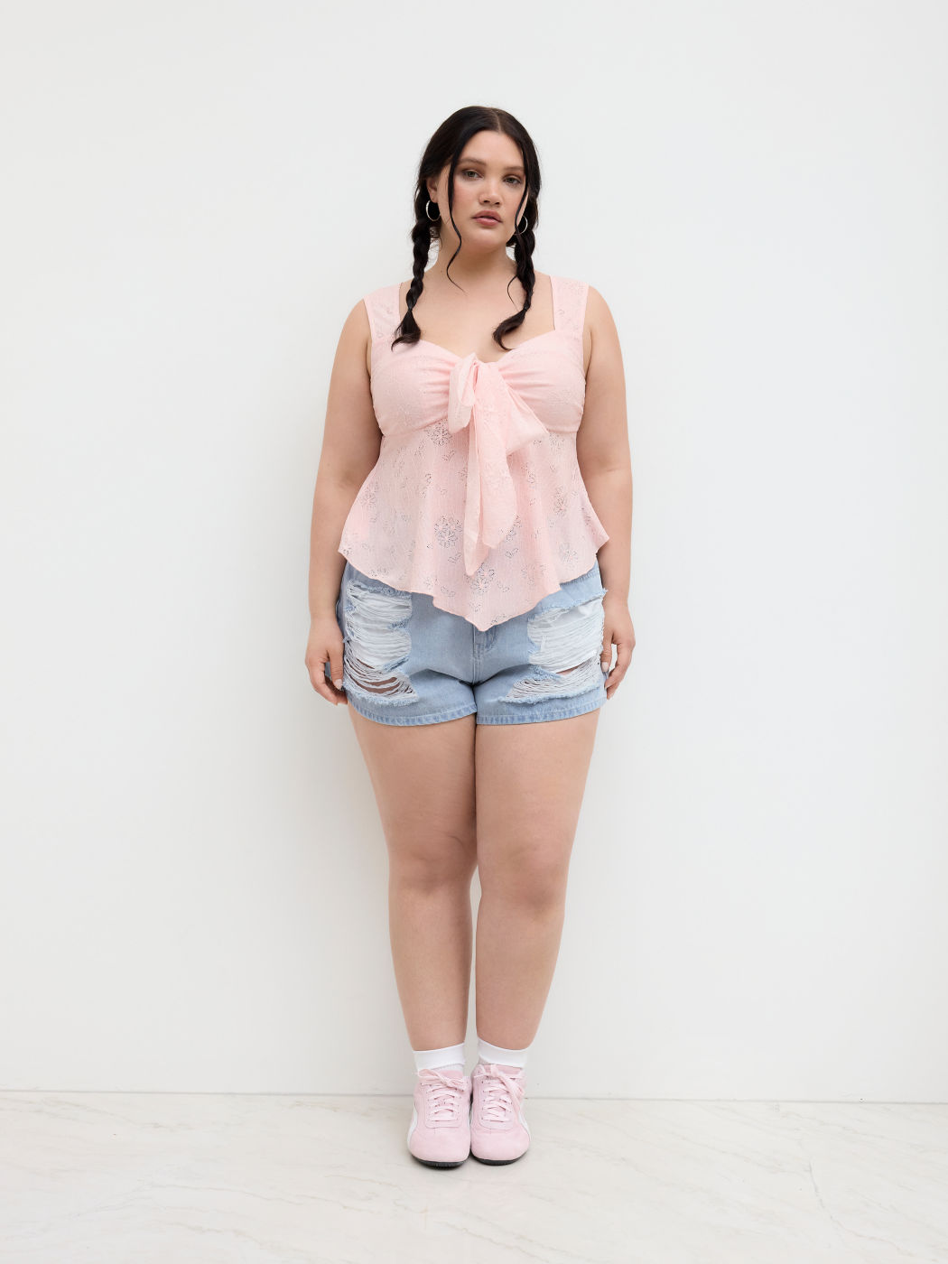Lace Sweetheart Bowknot Tank Top Curve & Plus