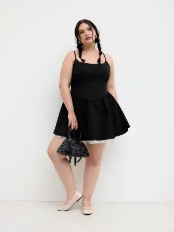 Square Neck Bowknot Ruffle Layered Mini Dress