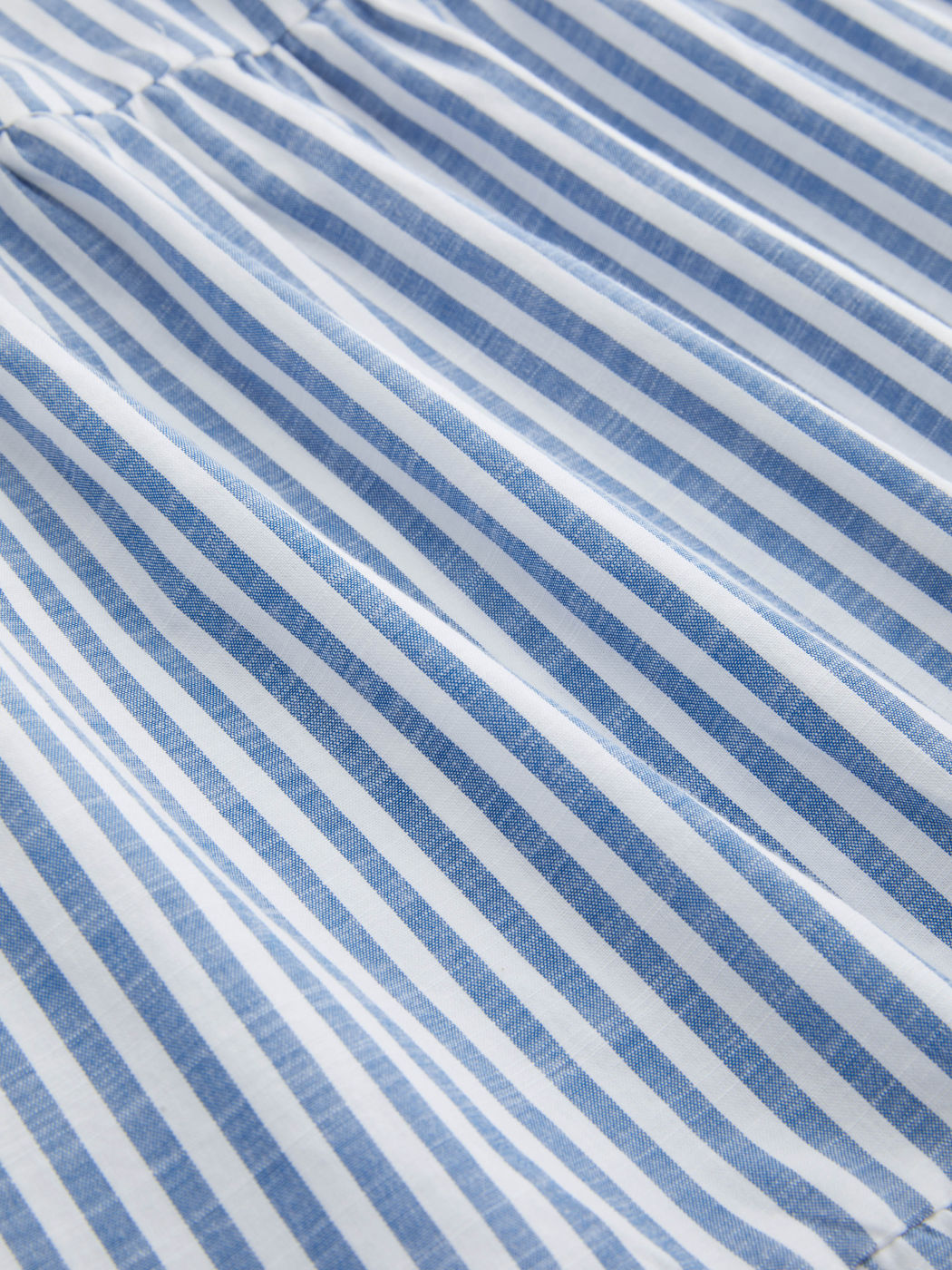 Cotton-blend Mid Rise Elastic Waist Stripe Ruffle Tiered Maxi Skirt