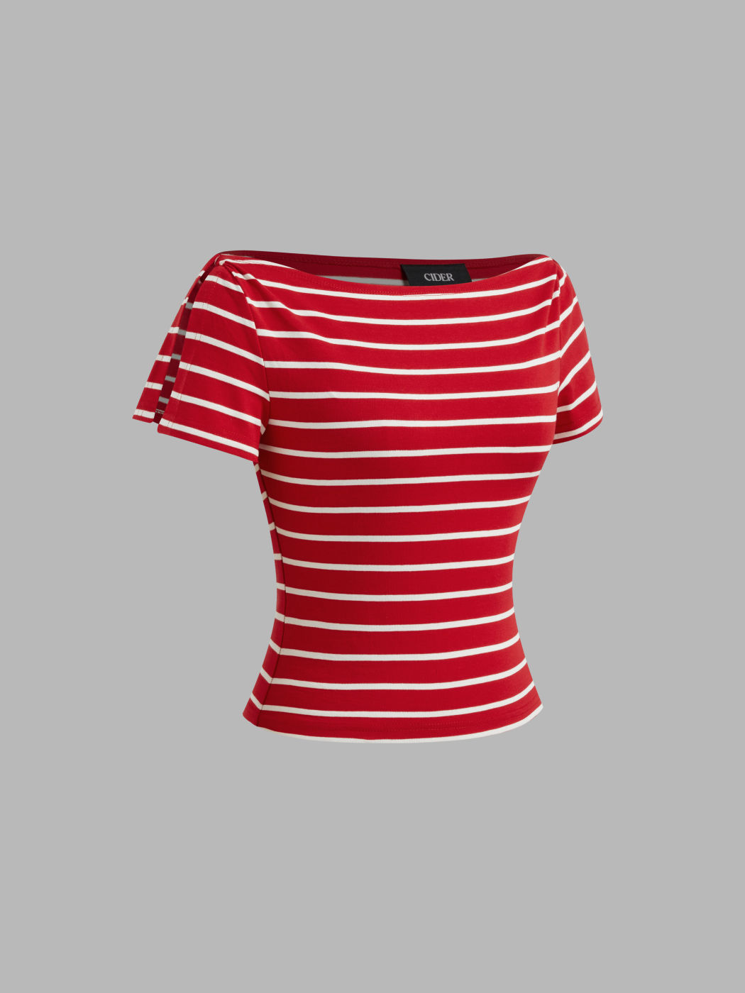 100% Cotton Boat Neck Stripe Split Sleeve Top