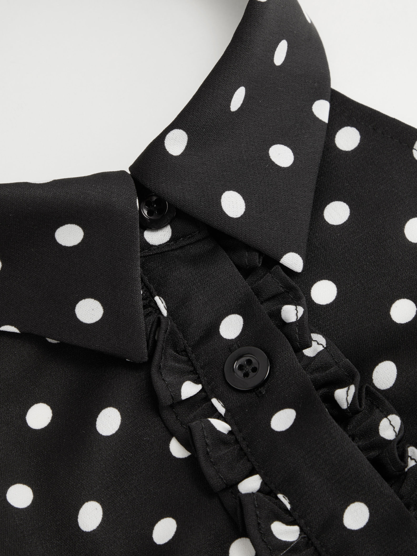 Halter Collar Polka Dot Lettuce Trim Shirred Tank Top
