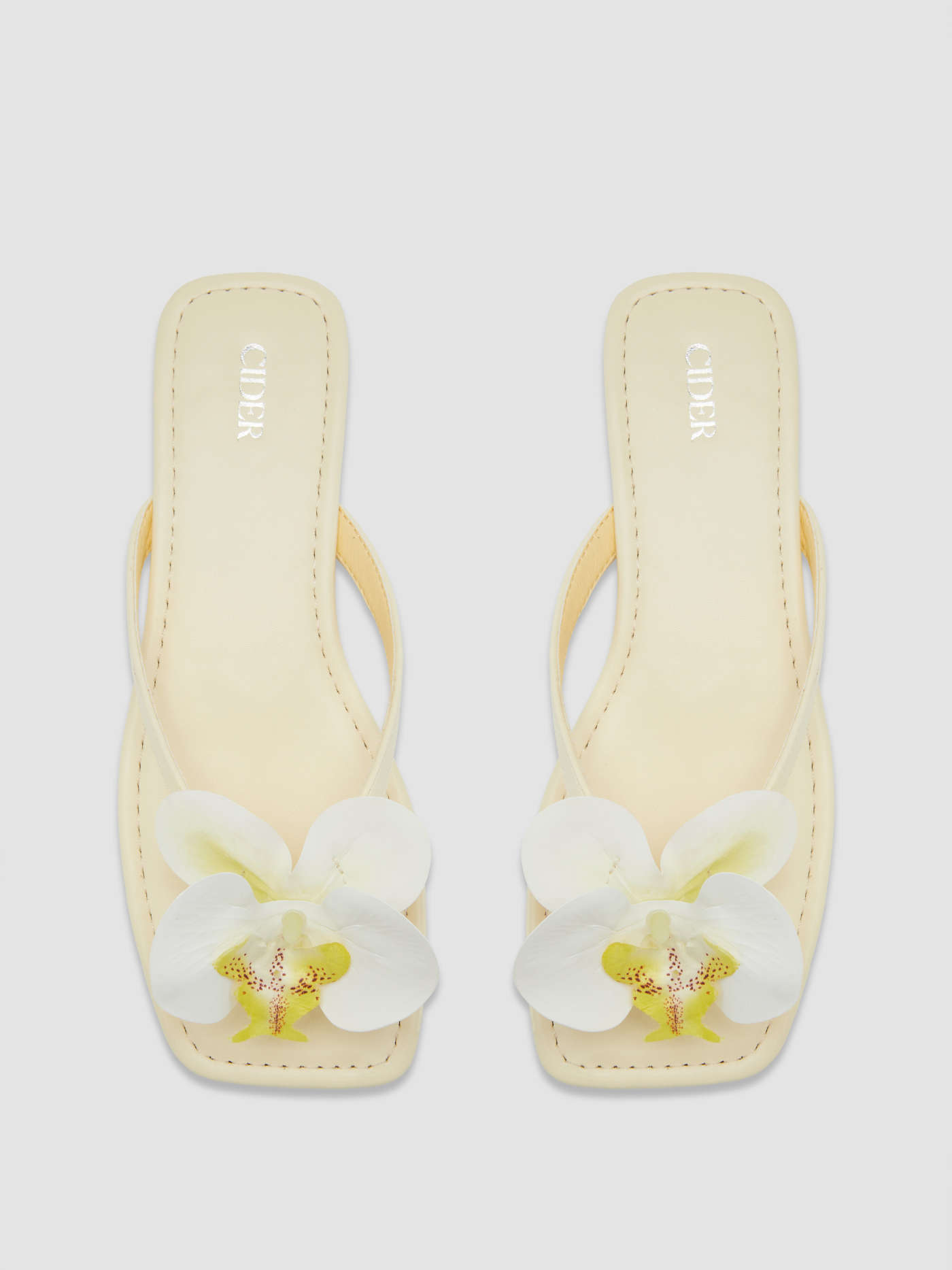 FLOWER DECOR FAUX LEATHER FLIP FLOPS