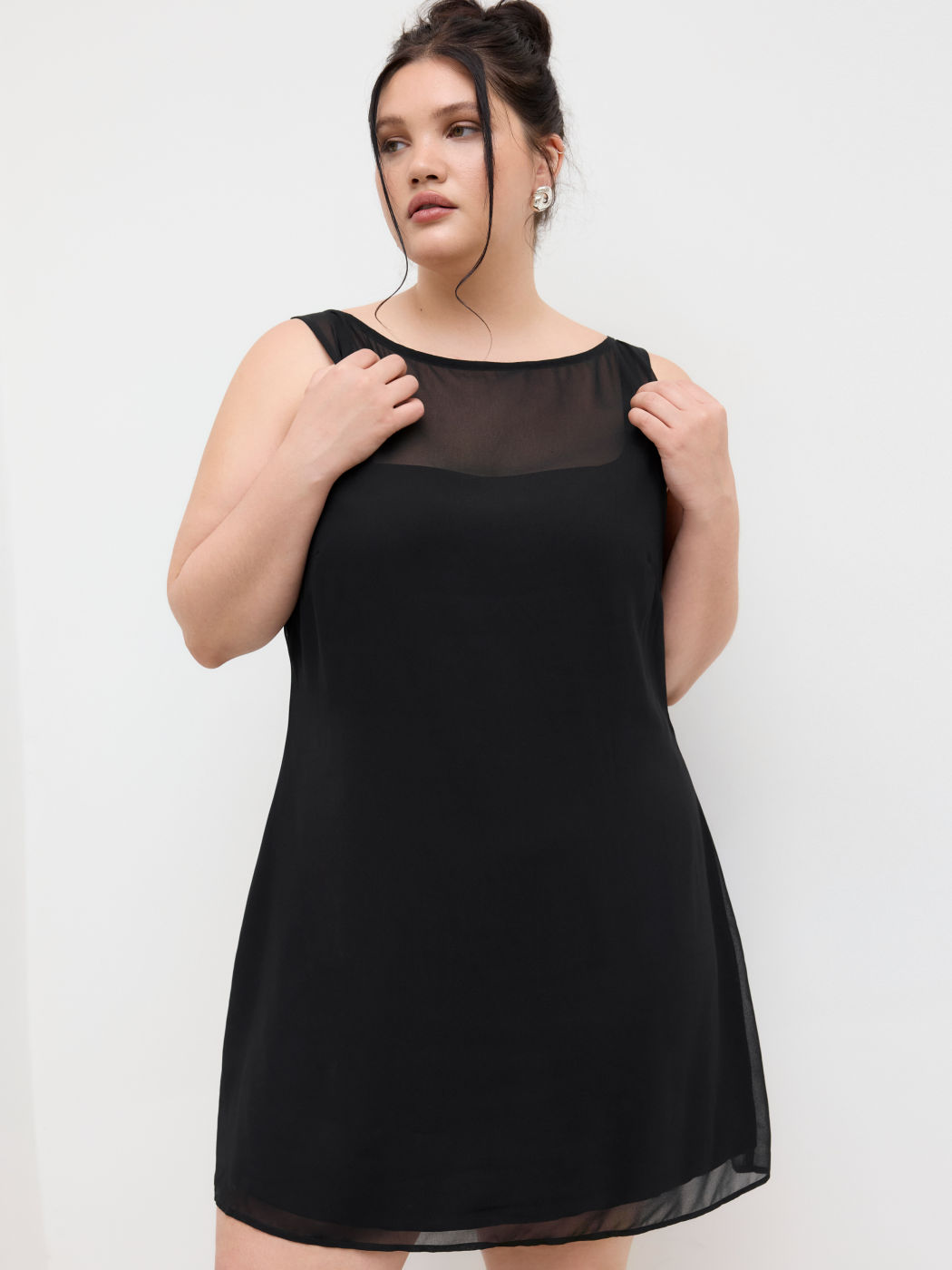 See-through Mini Dress & Solid Cami Mini Dress Curve & Plus