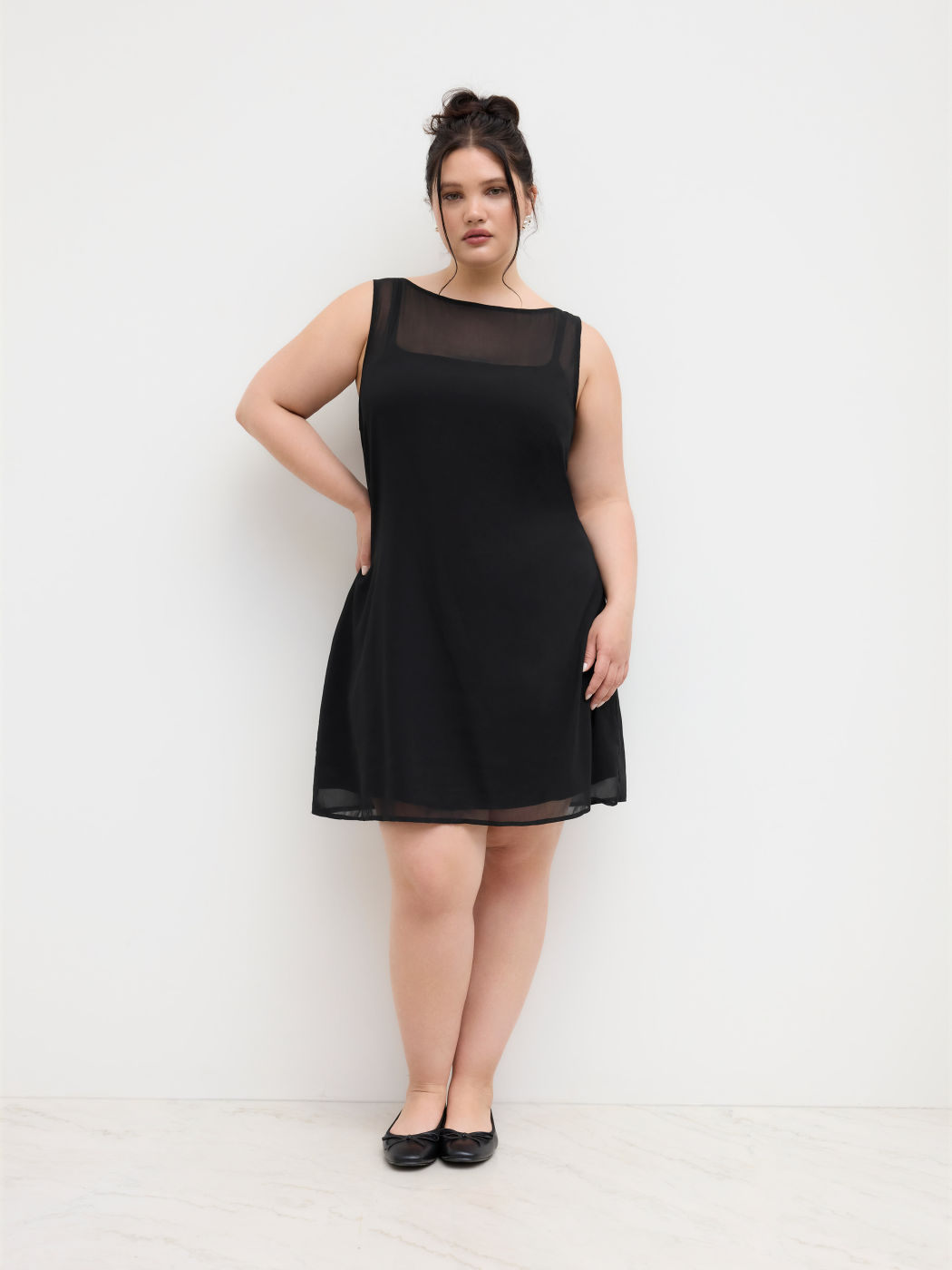 See-through Mini Dress & Solid Cami Mini Dress Curve & Plus