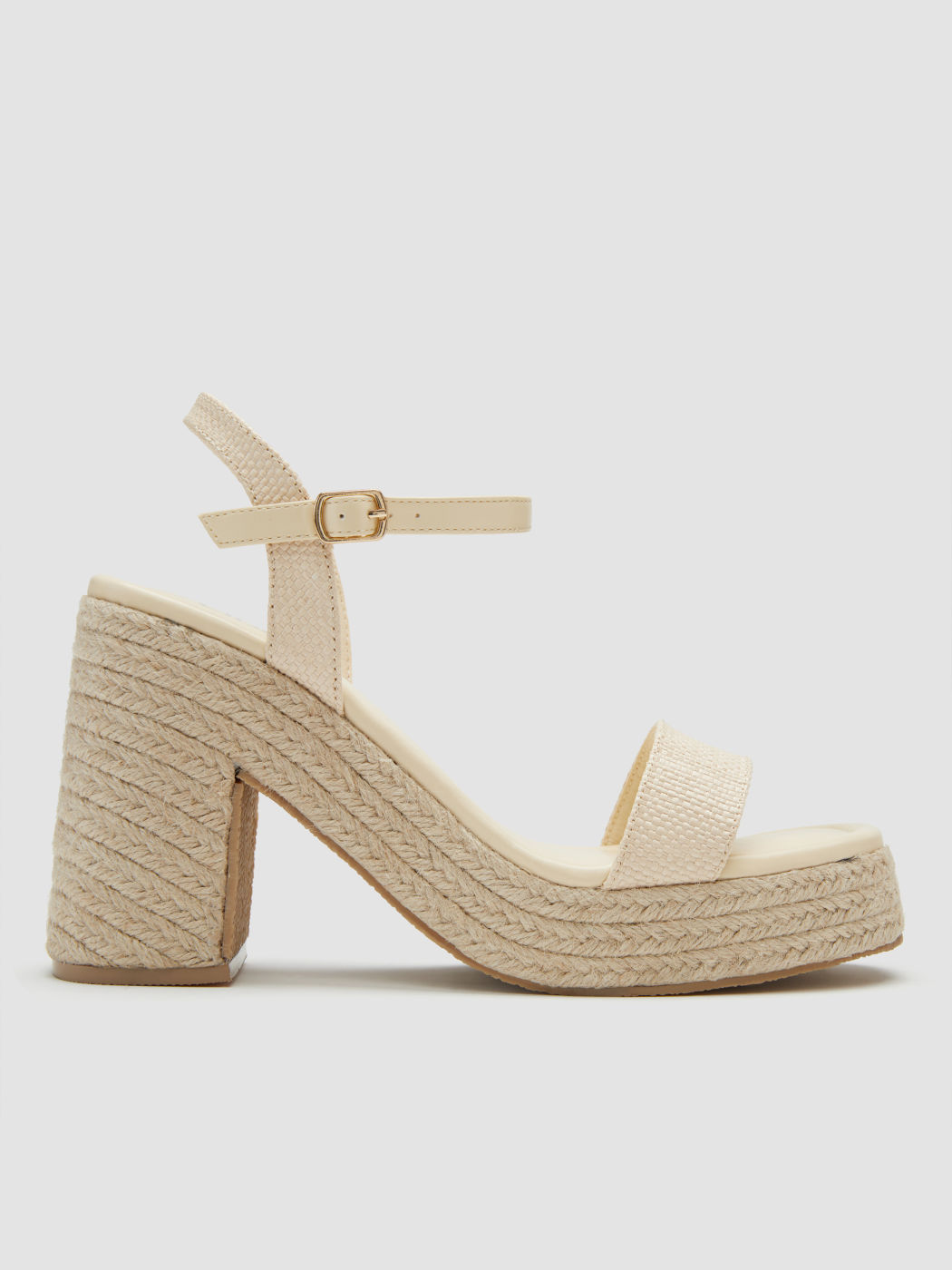 ADJUSTBALE STRAP WOVEN PLATFORM HEELS
