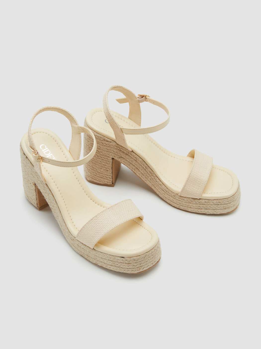 ADJUSTBALE STRAP WOVEN PLATFORM HEELS