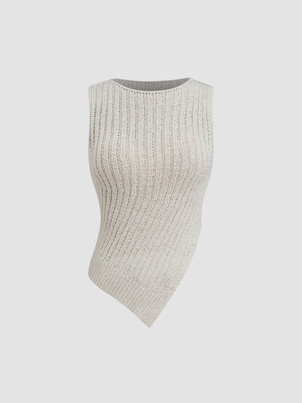 Knitted Boat Neck Asymmetrical Hem Split Top