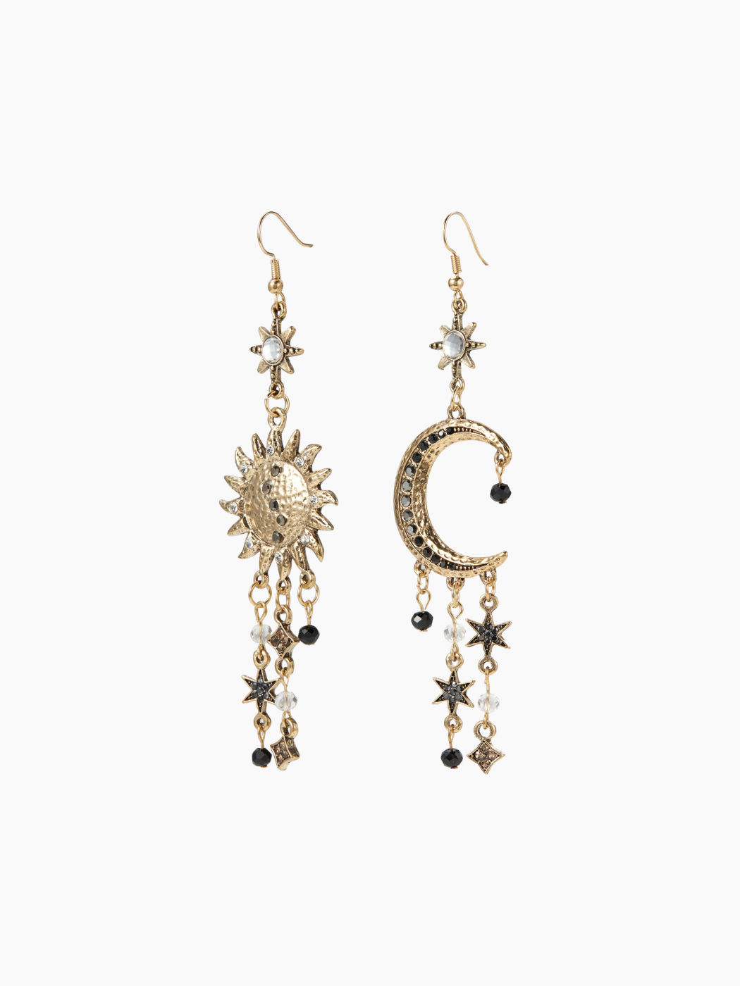 SUN & MOON & STAR & RHINESTONE DECOR EARRINGS