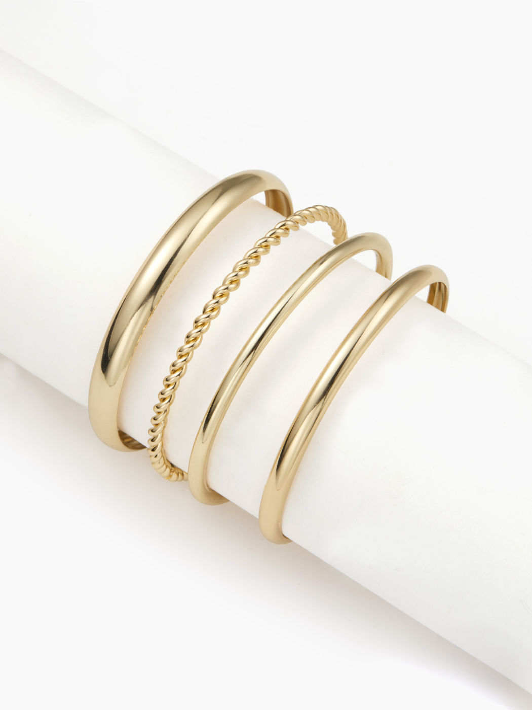 4PCS TWISTED & HOOP BRACELET SET