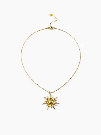 SUN PENDANT 18K GOLD PLATED STAINLESS STEEL CHAIN NECKLACE