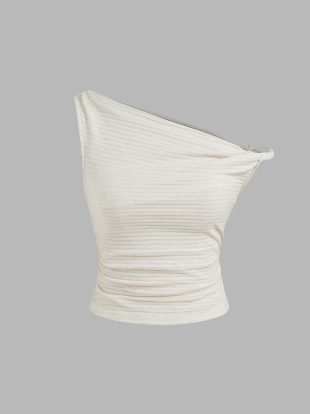 Cotton-blend Asymmetrical Neck Stripe Twist Top & Mid Rise Ruched Mini Skort Set