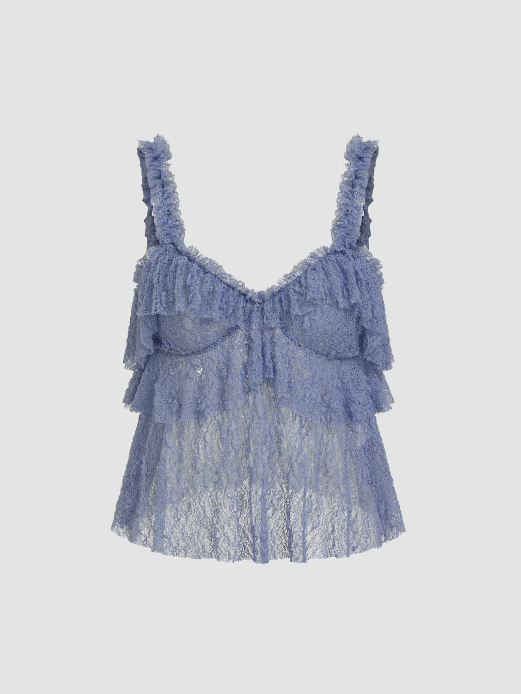 Lace V-neck Ruffle Hem Cami Top