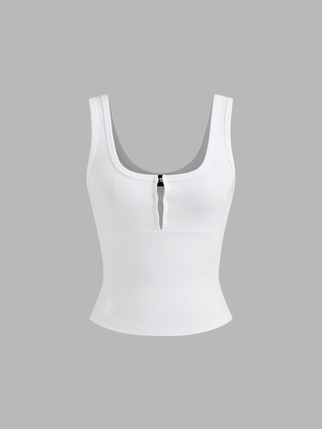 Cotton-blend Square Neck Hook And Eye Tank Top