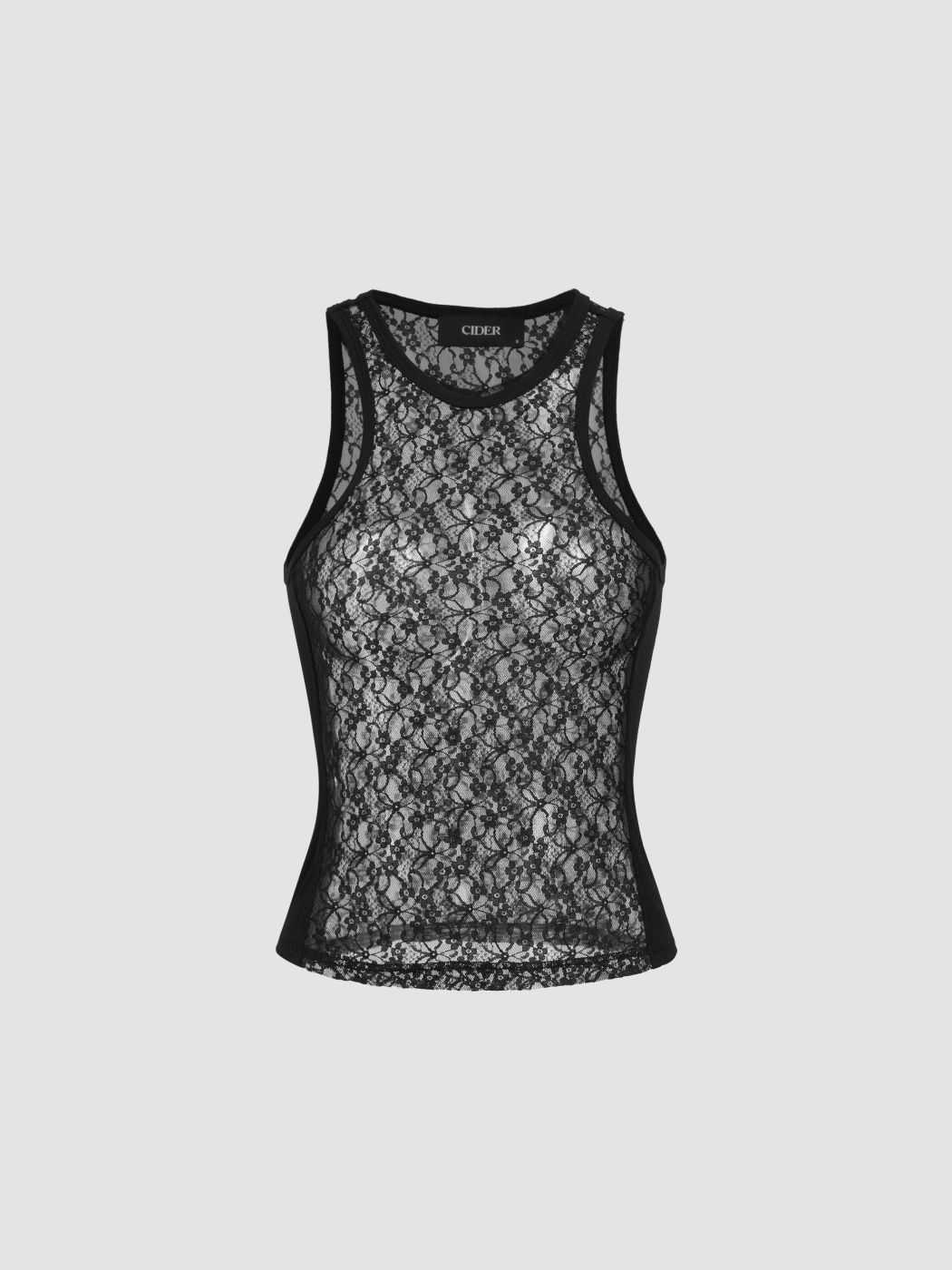 Lace See-through Crop Tank Top