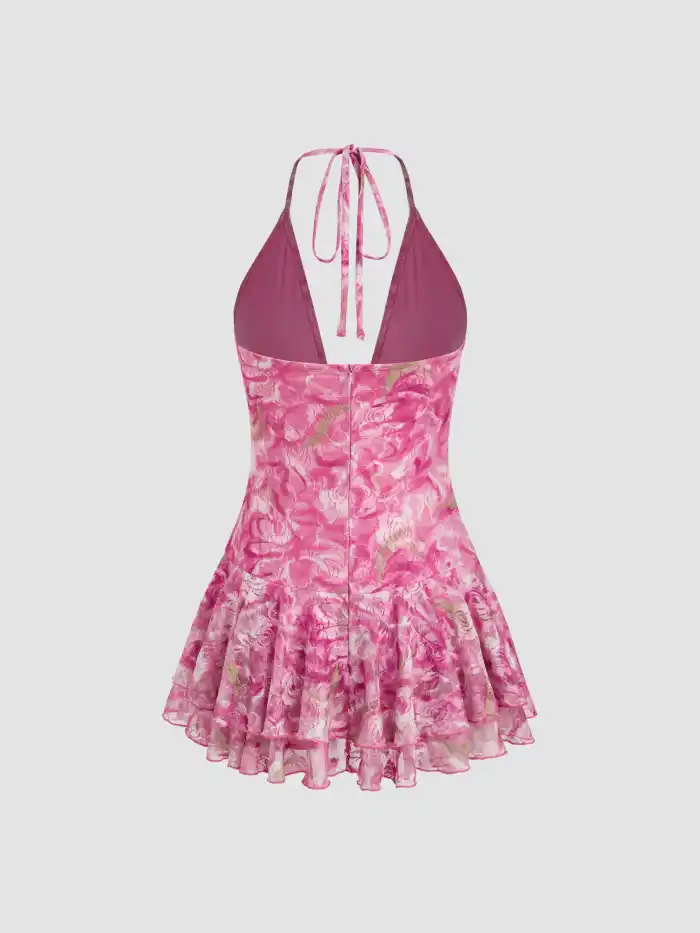 Romper con cordón de ajuste y cuello asimétrico