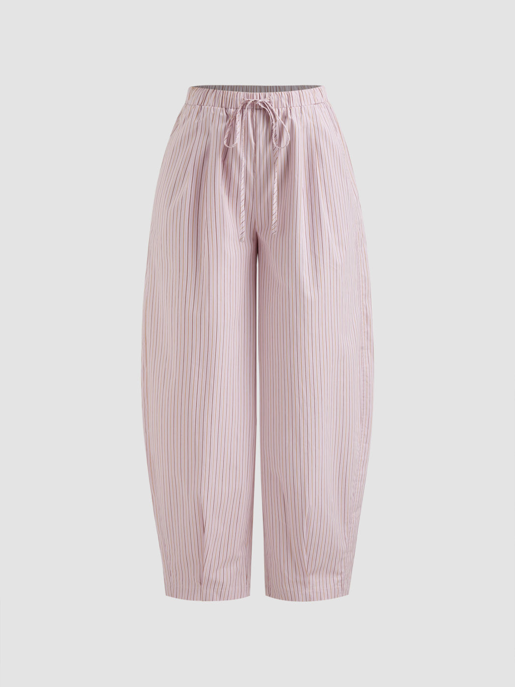 100% Cotton Low Rise Stripe Knotted Barrel-leg Trousers