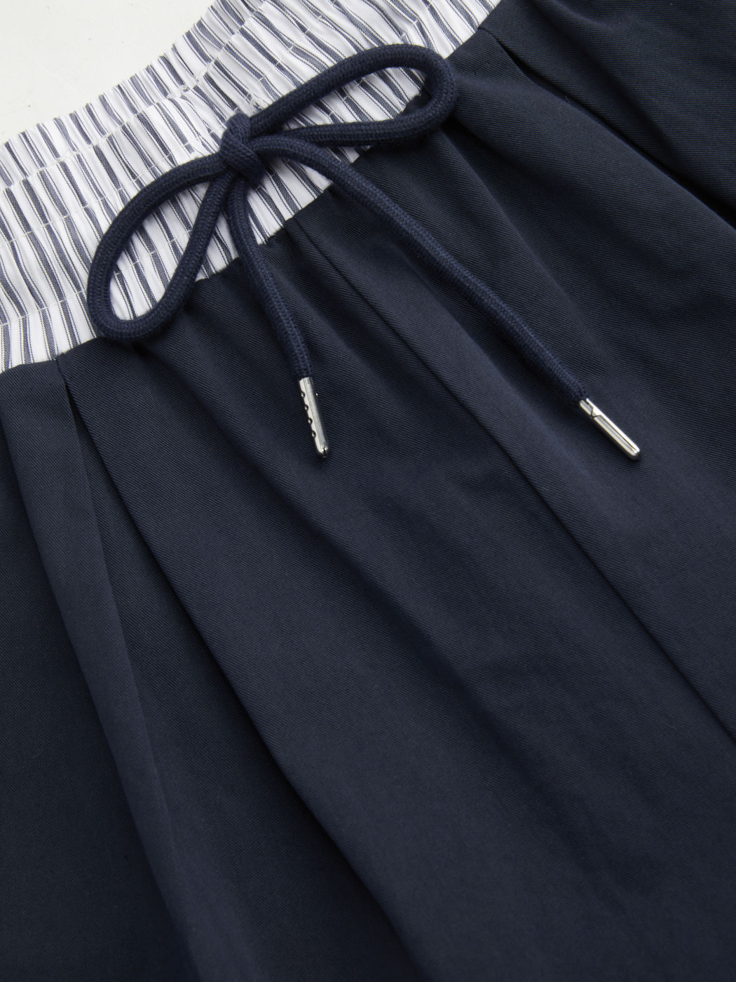 Cotton-blend Mid Rise Stripe Patched Drawstring Elastic Waist Tapered Trousers