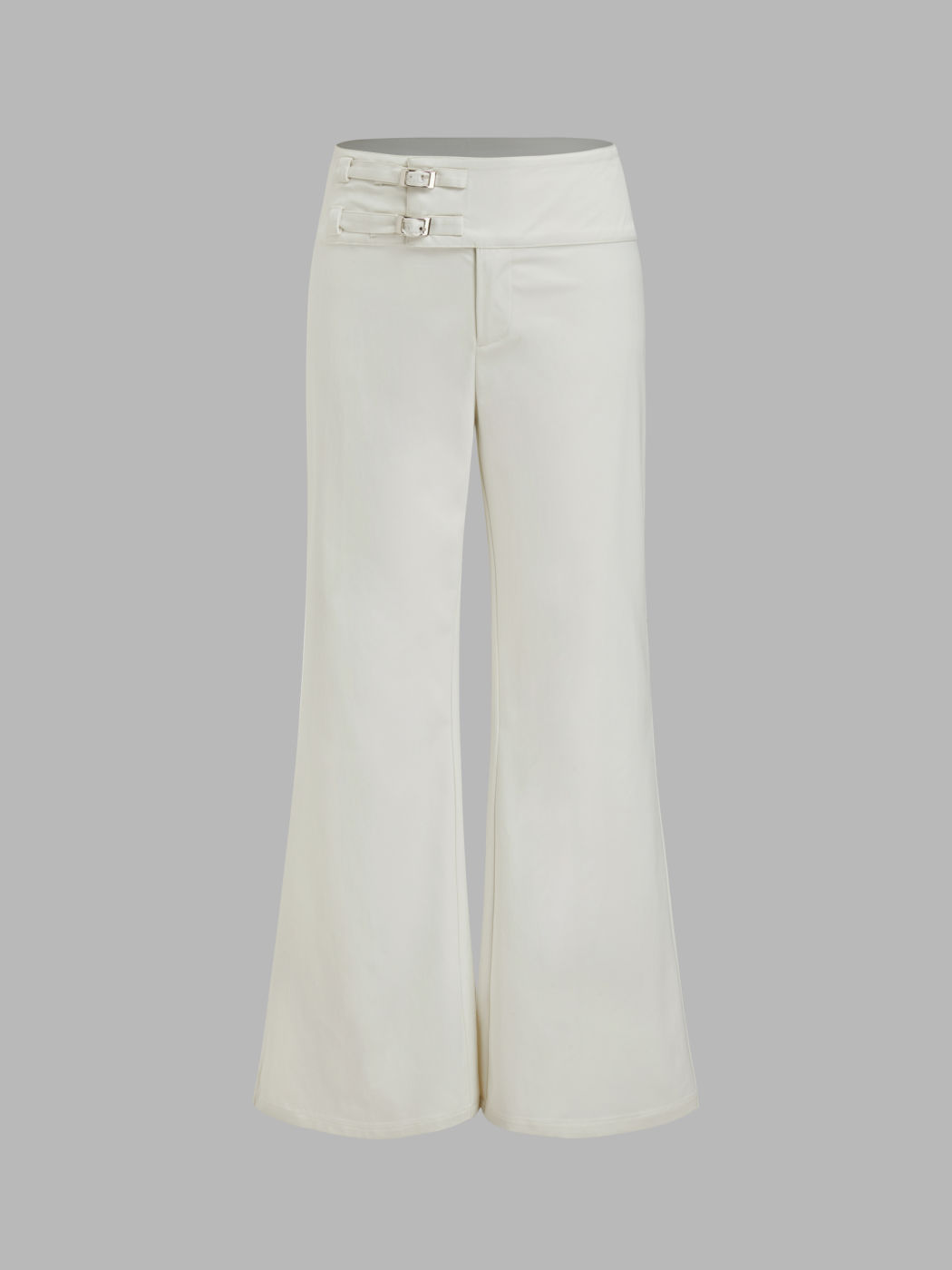 Low Rise Buckle Flared Trousers