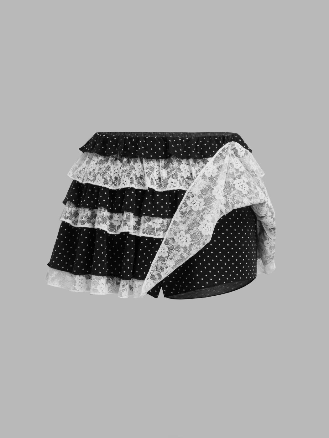 Low Rise Polka Dot Lace Layered Micro Skort