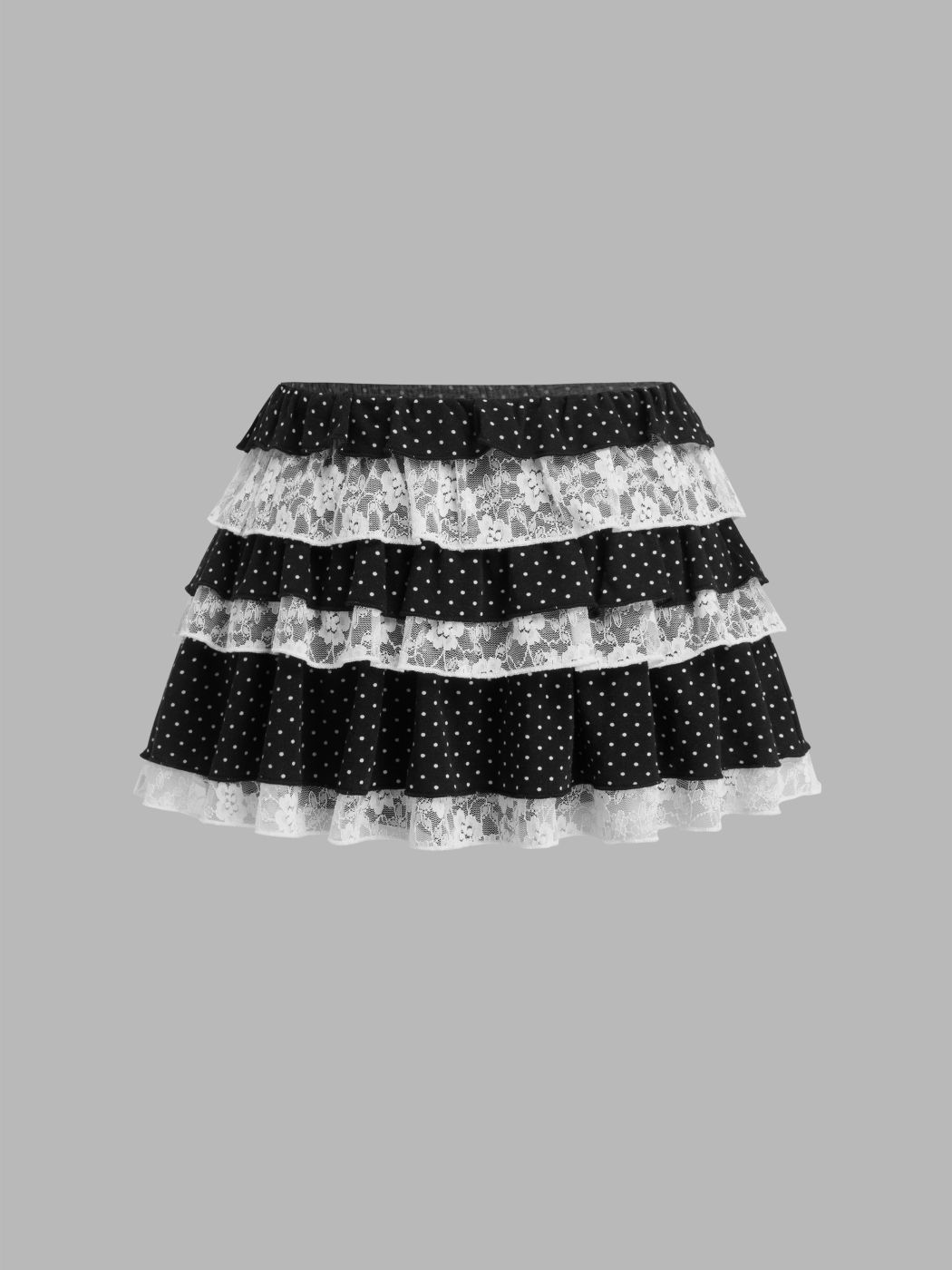 Low Rise Polka Dot Lace Layered Micro Skort