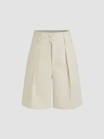 Leinen-Mischung Mittelhohe Gebundene Shorts