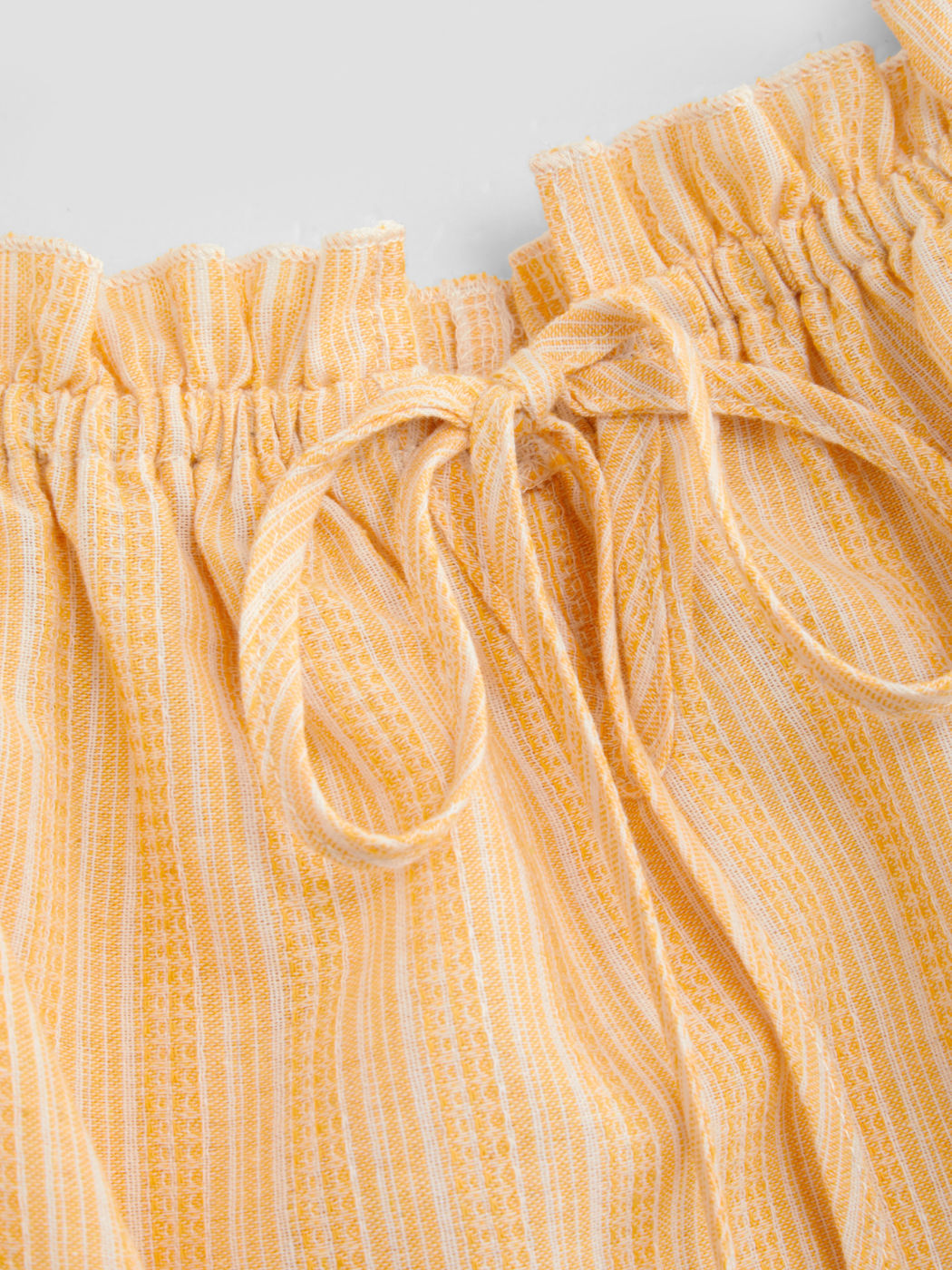100% Cotton Stripe Bowknot Beaded Detail Lettuce Trim Tank Top