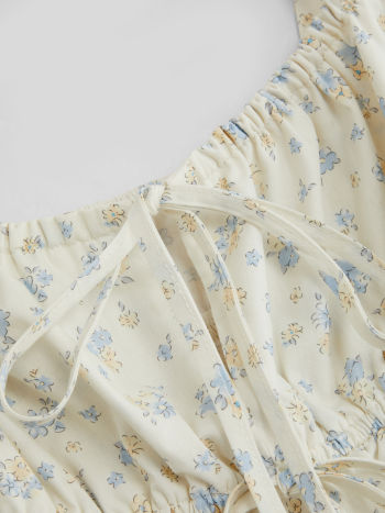 100% Cotton Floral Drawstring Tank Top
