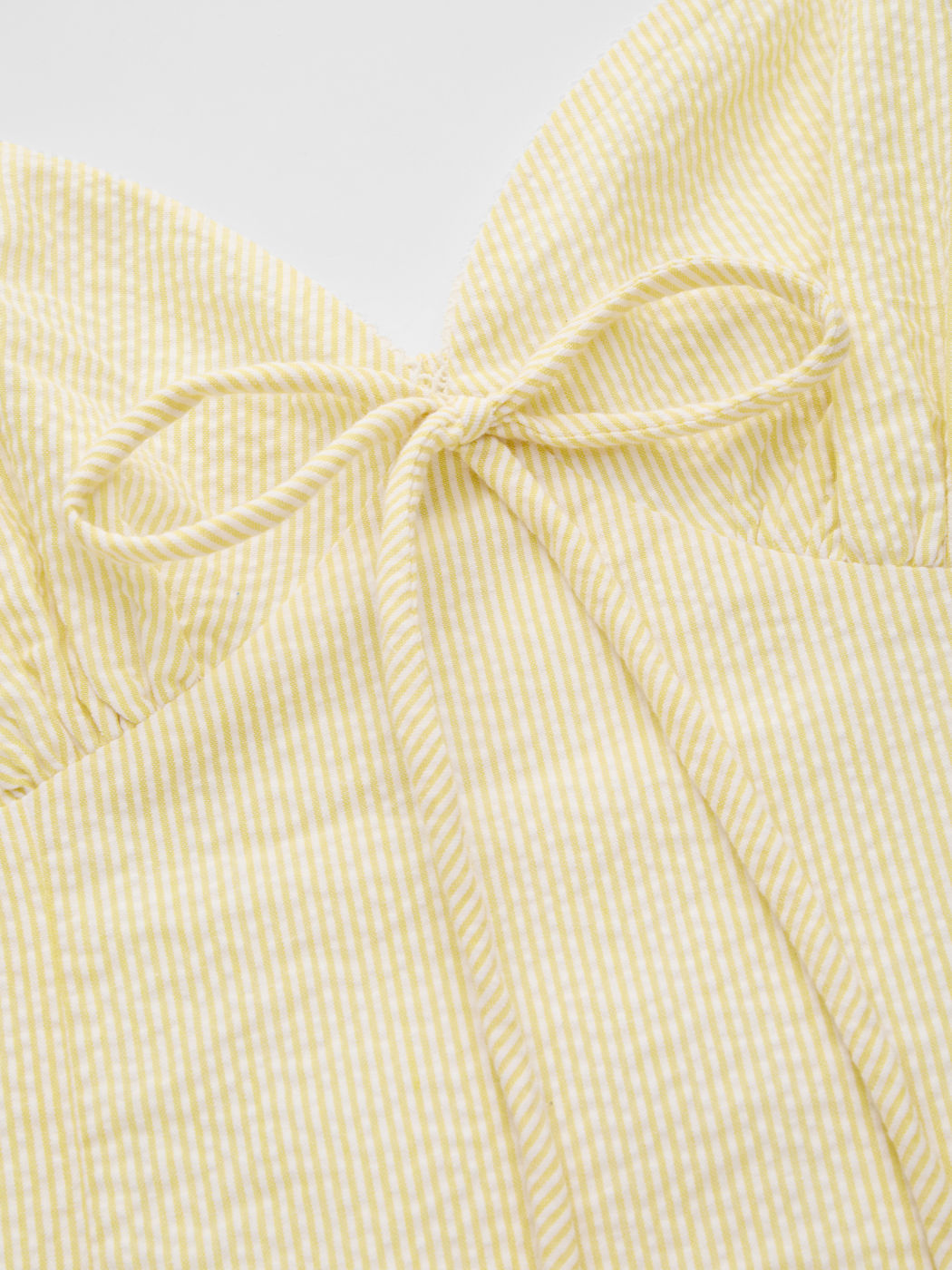 Cotton-blend Sweetheart Stripe Knotted Shirred Mini Dress