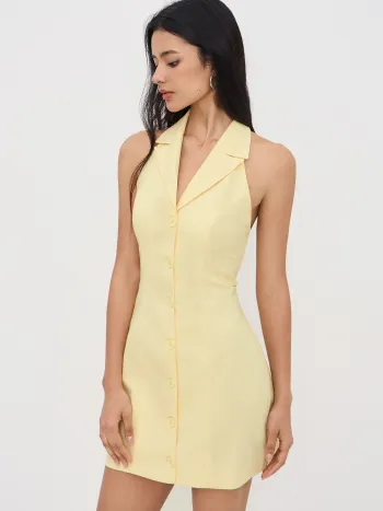 Asymmetrical Neck Knotted Mini Dress