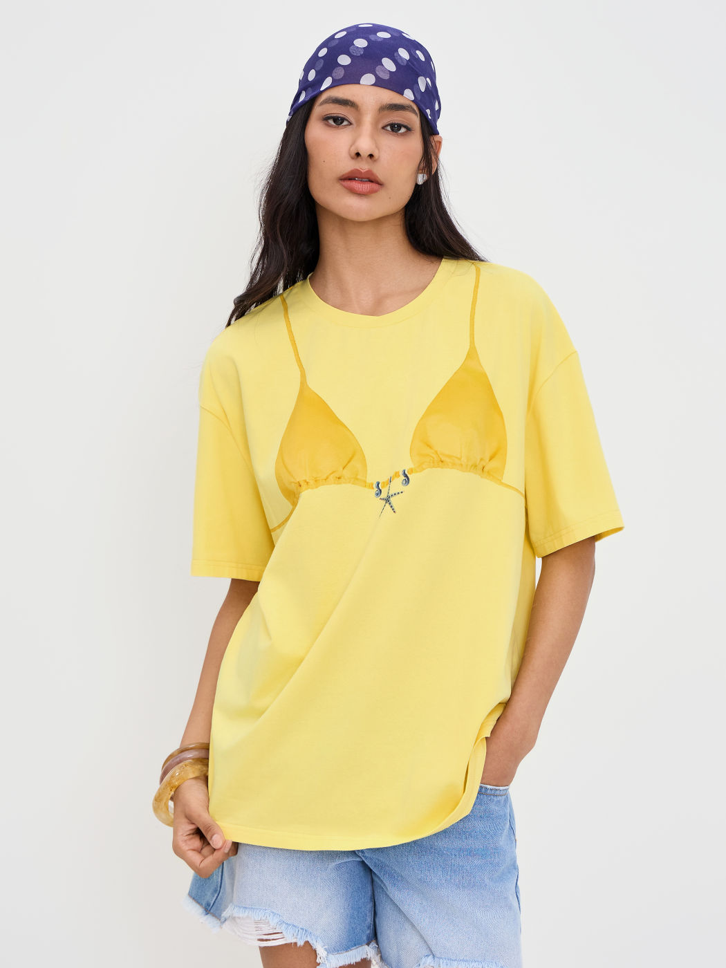 Cotton-blend Bikini Graphic Oversized Tee