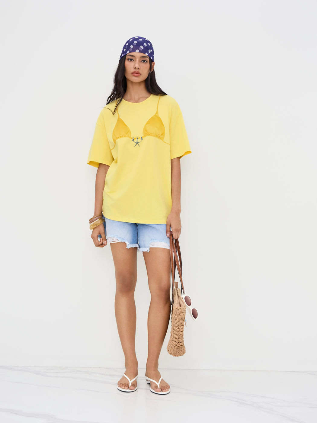 Cotton-blend Bikini Graphic Oversized Tee