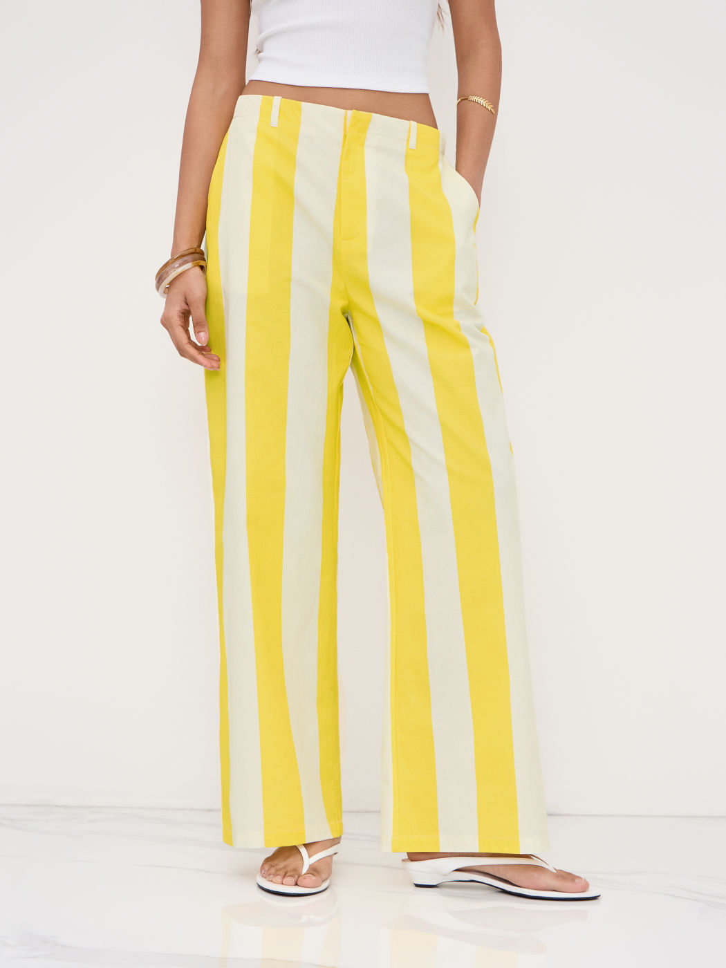 100% Cotton Low Rise Stripe Pocket Trousers