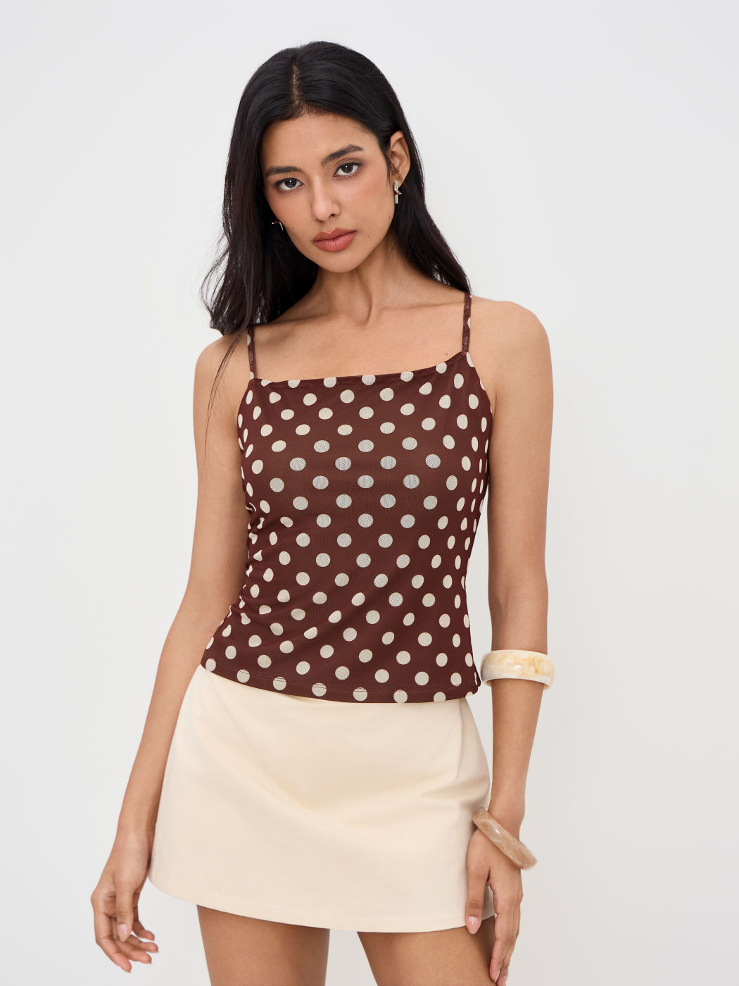 Polka Dot Criss Cross Tie Back Bowknot Cami Top