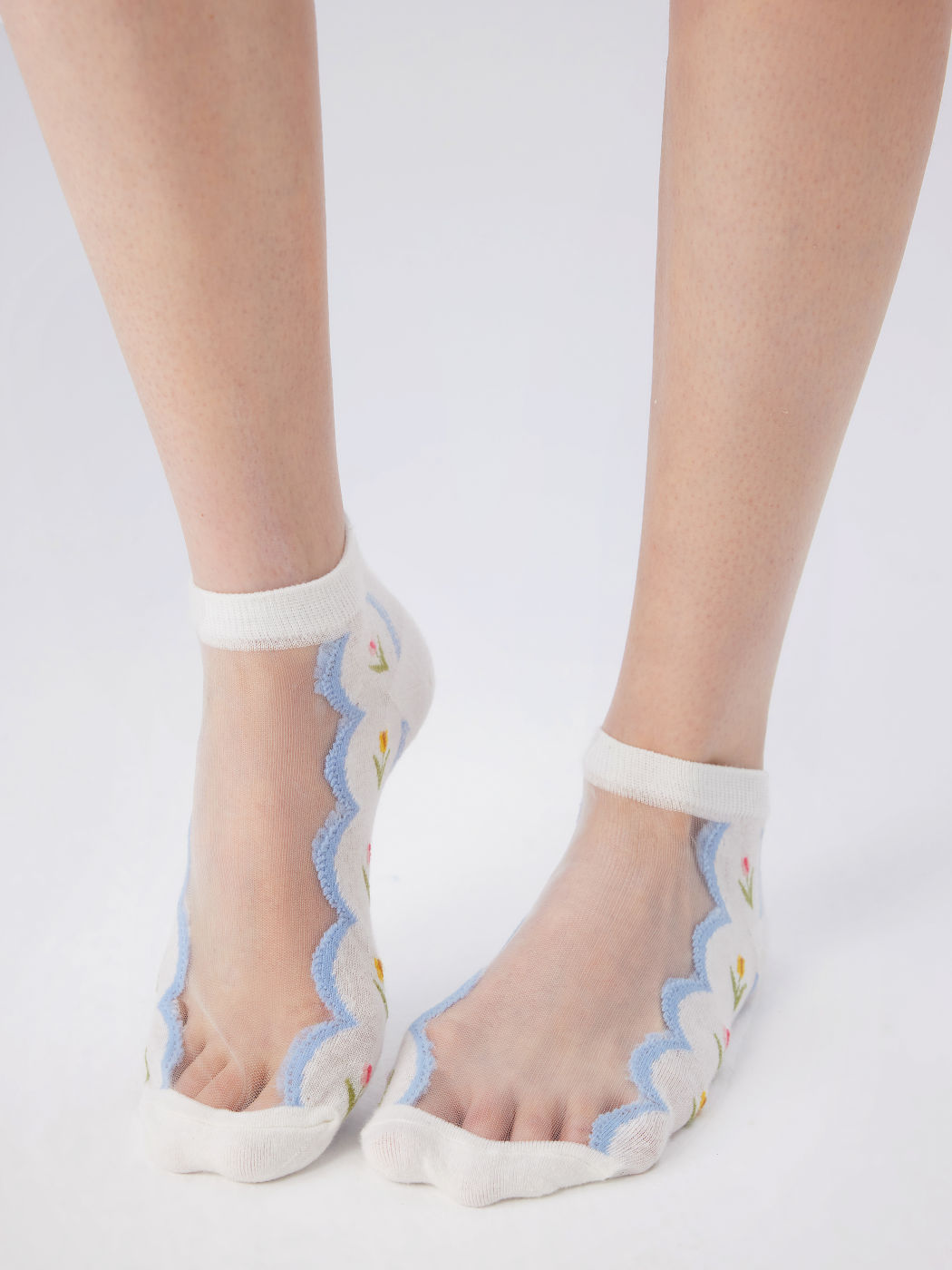 3 PAIRS TULIP JACQUARD MESH ANKLE SOCKS SET