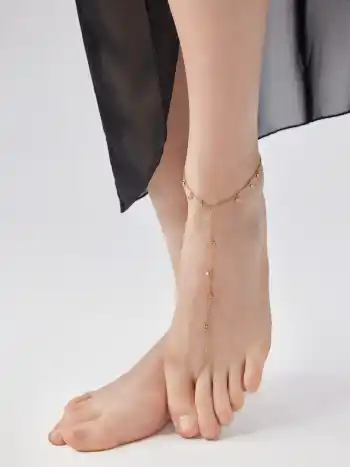 ZIRCON 18K GOLD PLATED STAINLESS STEEL CHAIN ANKLET