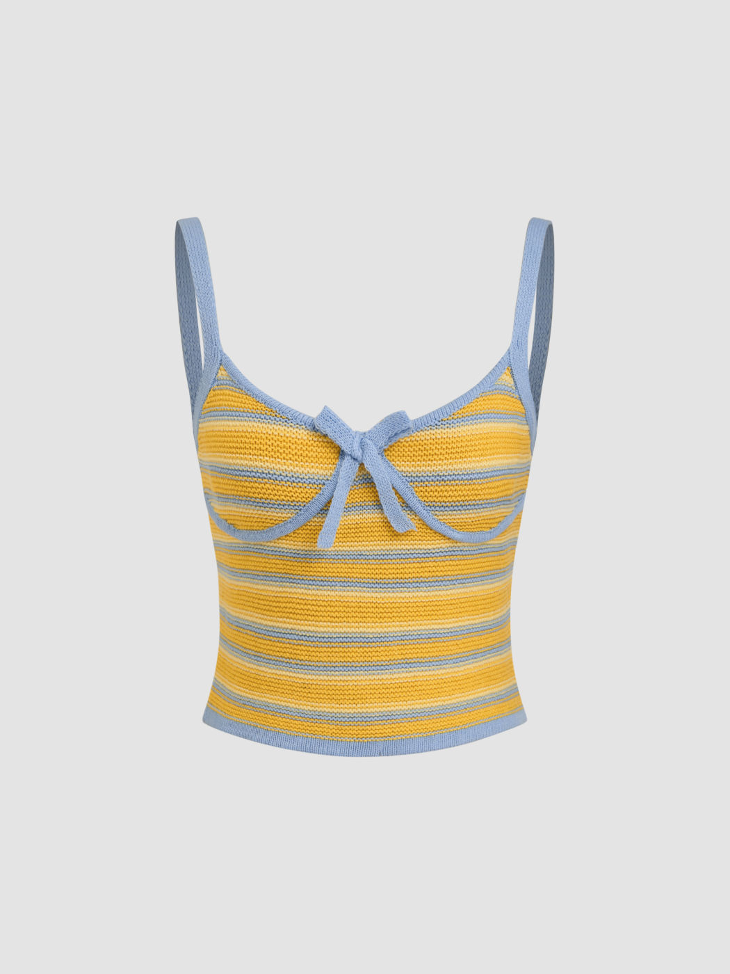 Knit Stripe Bowknot Crop Tank Top